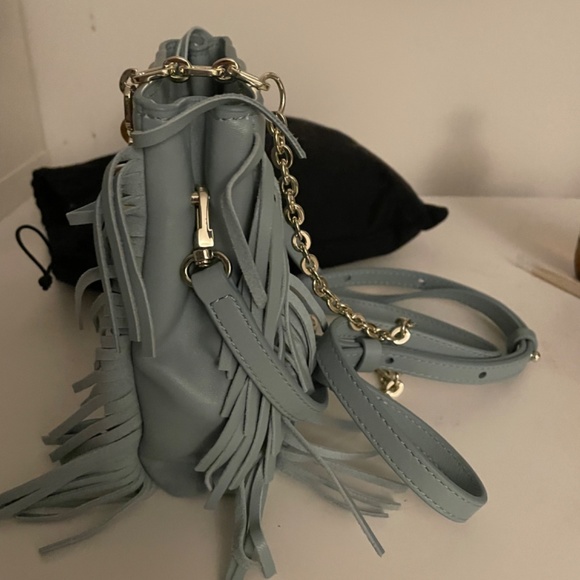 Maje mini light blue fringed bag - Picture 5 of 5